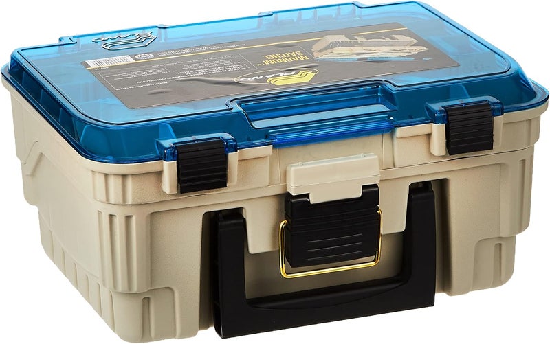 PLANO 1349-00 Two Level Magnum 3449 Tackle Box, Sandstone/Blue, One Size - Image 1